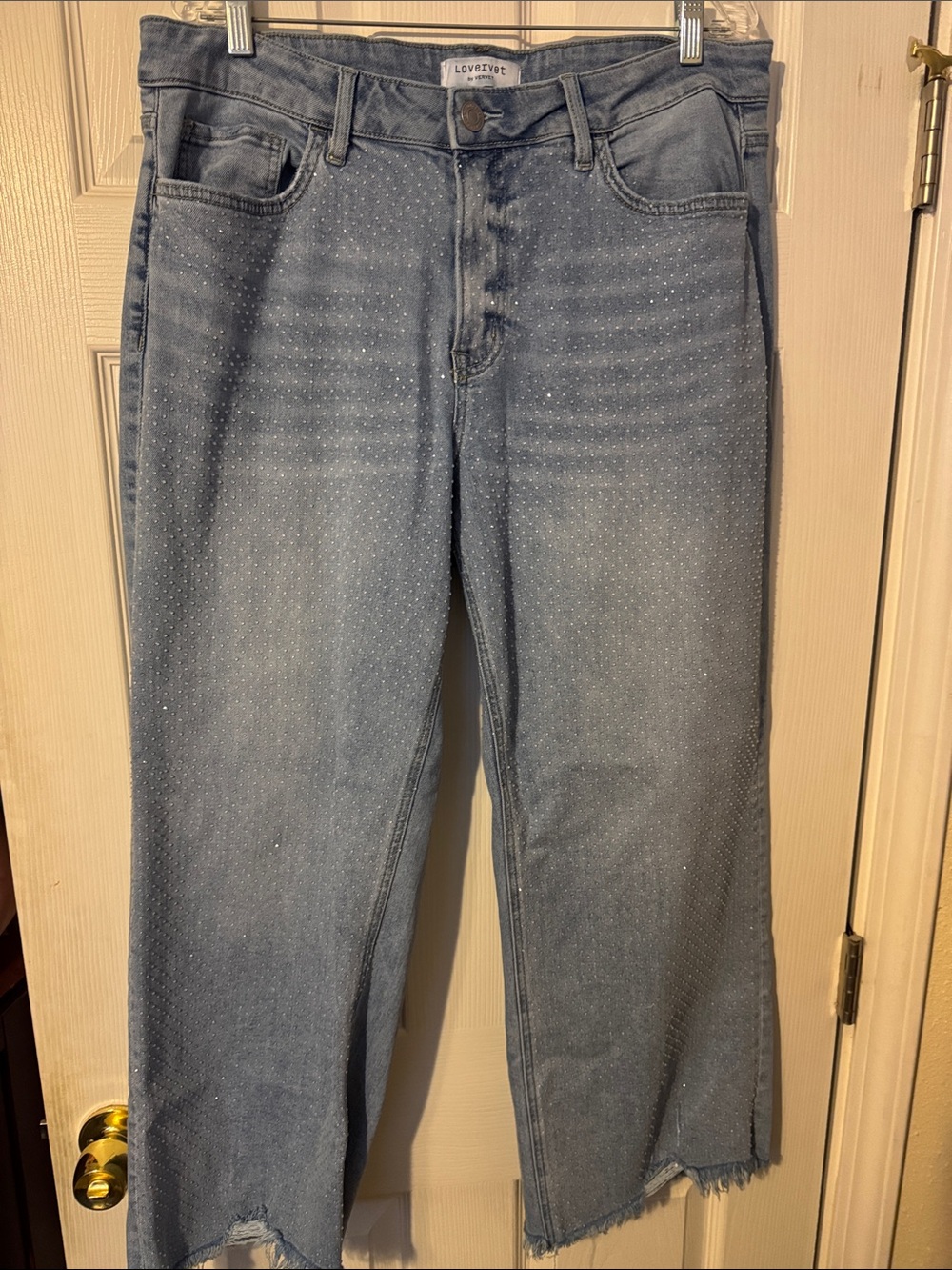Lovervet Light Blue Flare Jeans with Subtle Sparkle